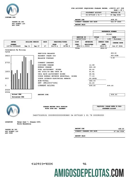 para download Macedônia MGI Energetika Business Utility Bill Word e modelo PDF